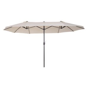 Tuinscherm - Dubbele zonnescherm – Handmatig bediend - Beige