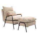 Fauteuil - Lounge stoel met ligfunctie - Gestoffeerd - Beige