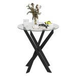 Eettafel - Moderne Glazen - Metalen Poten - Zwart