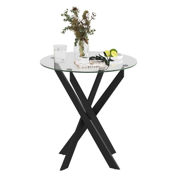 Eettafel - Moderne Glazen - Metalen Poten - Zwart