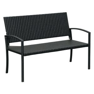 Tuinbank - Outdoor Living - Polyrotan Zitplaatsen – Stalen Frame - Zwart