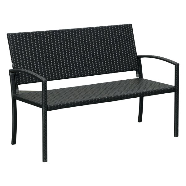 Tuinbank - Outdoor Living - Polyrotan Zitplaatsen – Stalen Frame - Zwart