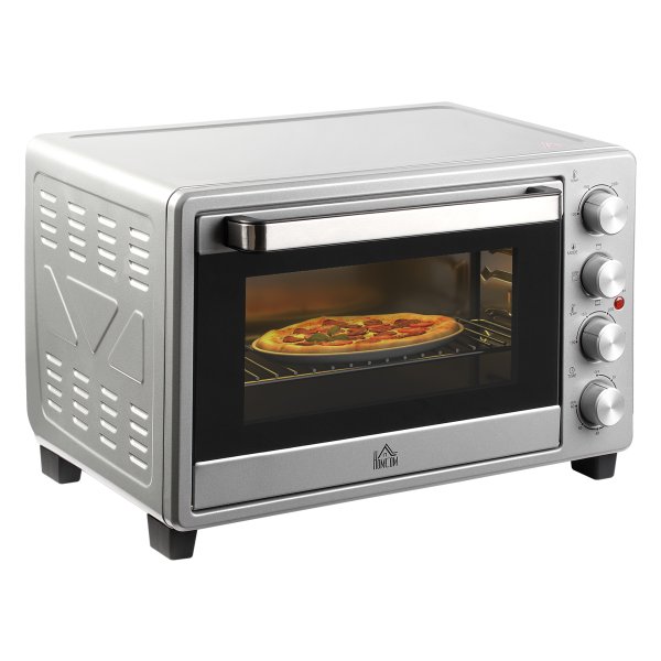 Mini-oven - ElektroMax - Draaispit - Metalen behuizing - Zilverkleurig