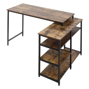 Hoekbureau - Rustiek design - Met lade en rek - Bruin