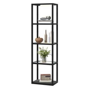 Vloerlamp - Verlichte planken - Voetschakelaar - Zwart