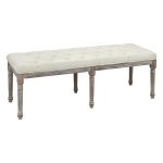 Bankje - Vintage - Gestoffeerd - Beige