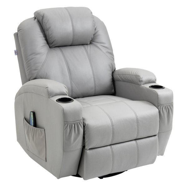 Massagestoel - Zaza Home Relax - Draaibaar met ligfunctie - Opbergruimte - Grijs