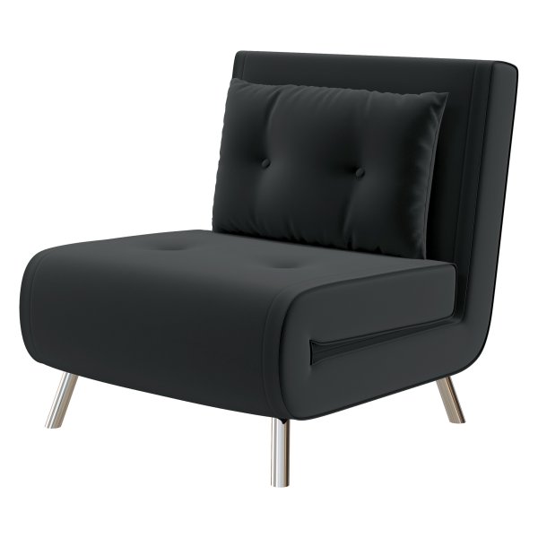 Tuinstoel - Ligstoel met knoopdetails - Linnenlook - Zwart