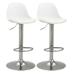 Barkruk - DesignHome - Verstelbare Rugleuning - Synthetisch Leer - Wit