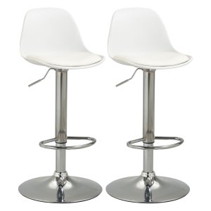 Barkruk - DesignHome - Verstelbare Rugleuning - Synthetisch Leer - Wit