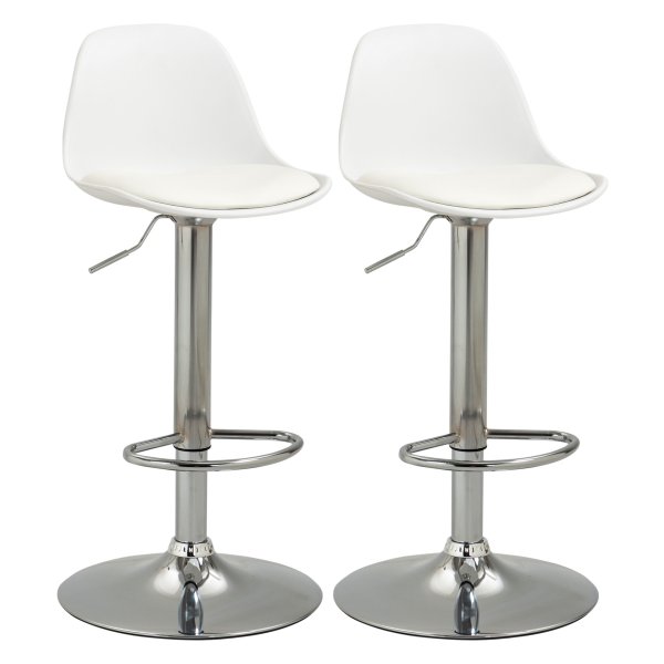 Barkruk - DesignHome - Verstelbare Rugleuning - Synthetisch Leer - Wit