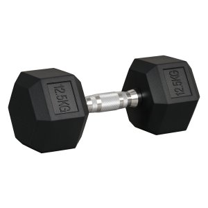 Dumbbell - Gietijzer - Rubberen handgreep - Zwart