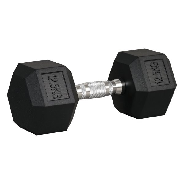 Dumbbell - Gietijzer - Rubberen handgreep - Zwart