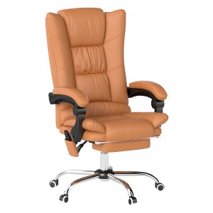 Kantoorstoel - Massagebureaustoel - Verwarmingsfunctie - Ligfunctie - Lichtbruin