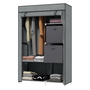 Kledingopbergsysteem – laden en kledingstang - donkergrijs