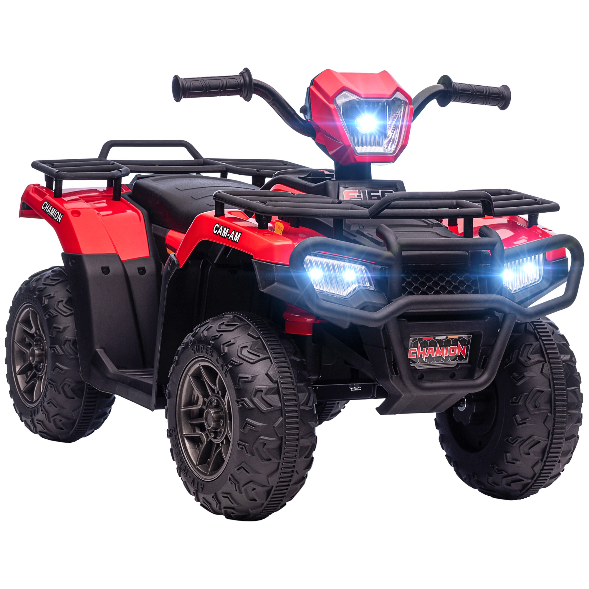 Kinderquad -- LED-verlichting - Muziek - Zwart met rood