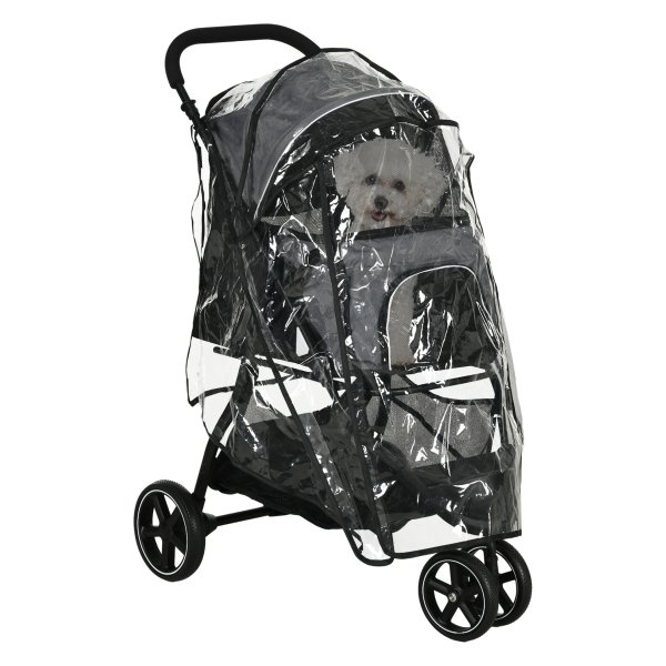Hondenbuggy - Inklapbaar - Regenhoes - Grijs