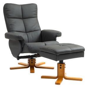 Relaxstoel - Rugleuning verstelbaar - 360° draaibaar - Donkergrijs