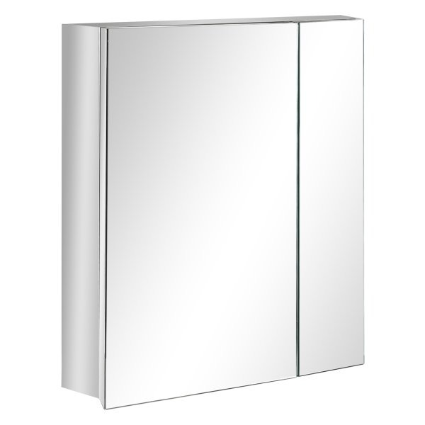 Wandkast - Elegant Living - Spiegeldeuren – 3 planken - zilver