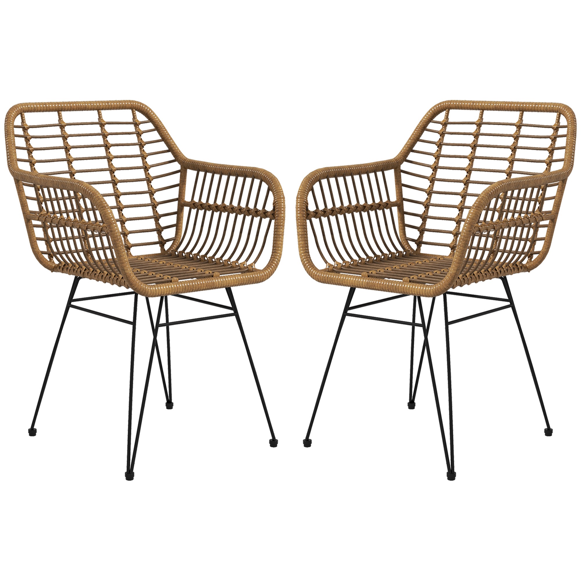 Eetkamerstoelen - Stalen Rugleuning - Lichtbruin