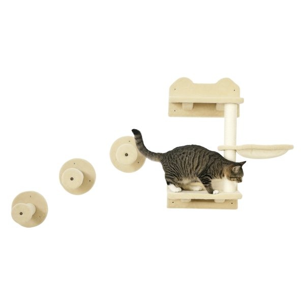 Klimwand - Kattenplezier - Duiktoren - Krabpalen - Beige & Crème Wit