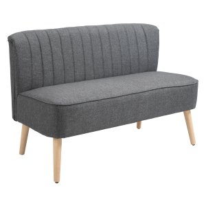 Bankstel - Stoffen tweezitsbank - Lounge kussens - Donkergrijs