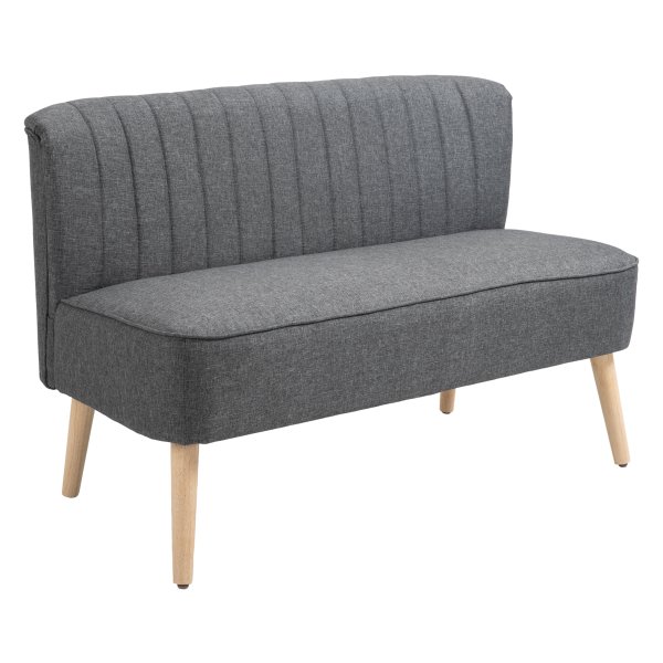 Bankstel - Stoffen tweezitsbank - Lounge kussens - Donkergrijs