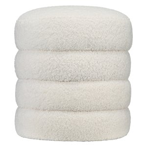 Voetenbank - Pluizig teddyfleece - Tot 120kg - Crèmewit