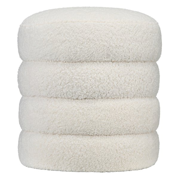 Voetenbank - Pluizig teddyfleece - Tot 120kg - Crèmewit
