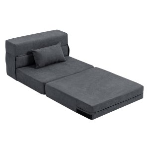 Slaapbank - Bankbed - Omvormbaar - Gestoffeerd - Donkergrijs