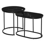 Salontafel - Zaza Home - Faux marmeren blad - Stapelbaar - Zwart