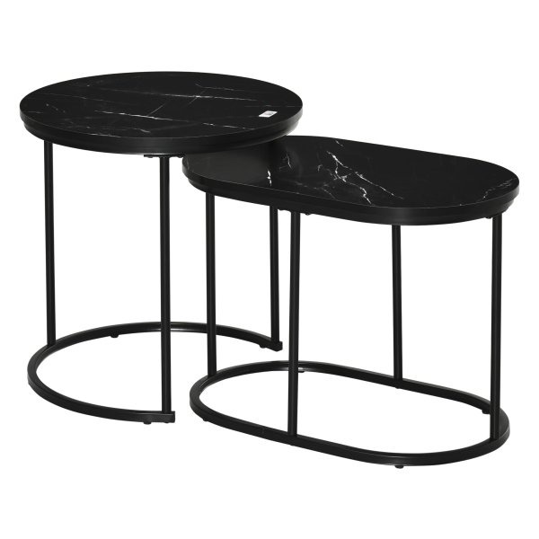 Salontafel - Zaza Home - Faux marmeren blad - Stapelbaar - Zwart