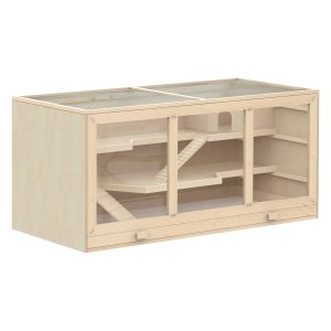 Hamsterkooi - Zaza Home - Stabiel hout - Trappetjes - Naturel