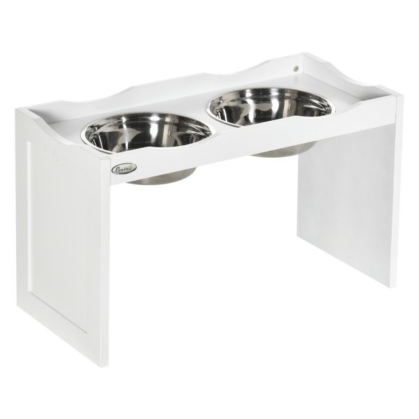 Hondenvoerbak - HappyDog - Hoog model – Roestvrijstaal - Wit