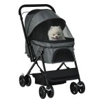 Huisdierenbuggy - Deluxe Pets - Lichtgewicht - Opvouwbaar - Grijs