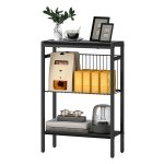 Bijzettafel - Niveautafel - Houten planken – Stalen frame - Zwart