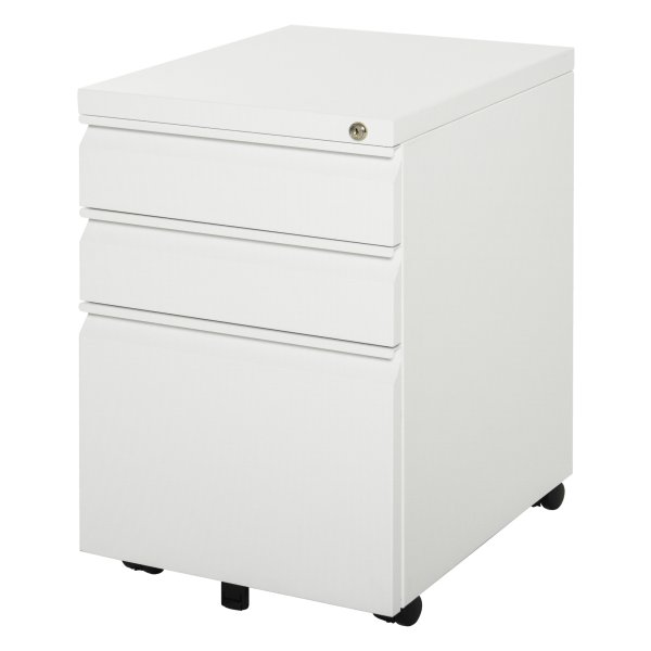 Rolcontainer - Stalen ladekast - 3 laden - Wit