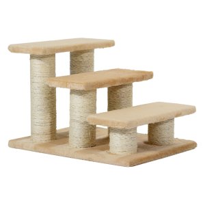 Dierentrap - LuxePets - Pluche bekleding - 3 treden - crème
