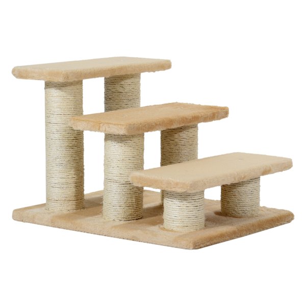 Dierentrap - LuxePets - Pluche bekleding - 3 treden - crème