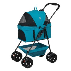 Hondenkar - Inklapbaar - 4 wielen - Turquoise