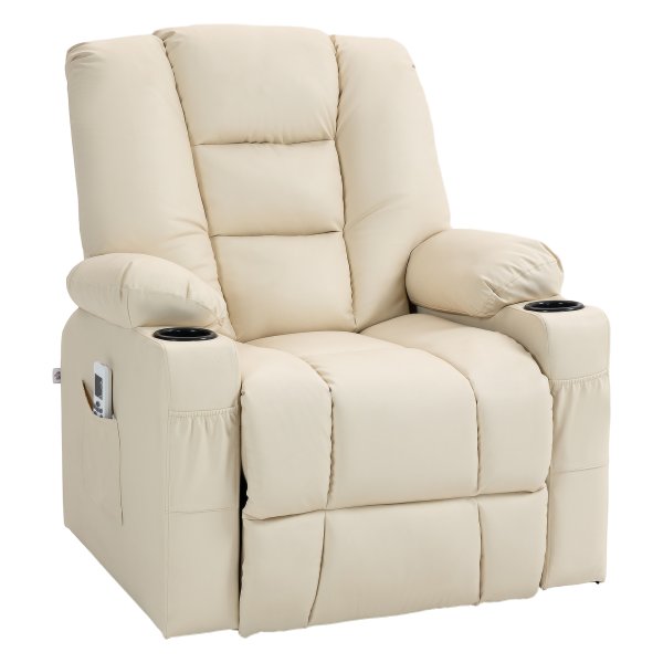 Massagestoel - Sta-op functie - 4 massagestanden - Crèmekleur
