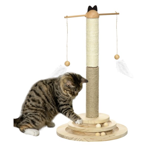 Kattenboom - Krabtastic - Natuurlijk hout - Balspeelgoed - Bruin