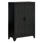 Dressoirkast - ModernLiving - Lamellen deuren - Garderobe - Zwart