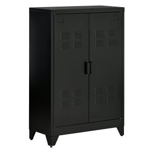Dressoirkast - ModernLiving - Lamellen deuren - Garderobe - Zwart