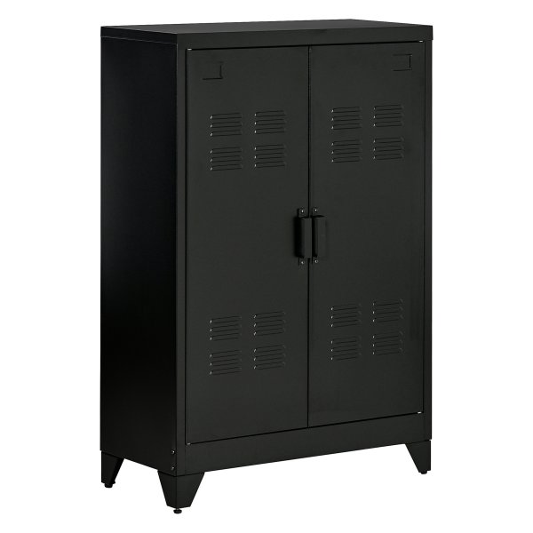 Dressoirkast - ModernLiving - Lamellen deuren - Garderobe - Zwart