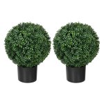 Kunst buxusplant - 2 stuks- Bolvormig - Groen