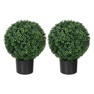 Kunst buxusplant - 2 stuks- Bolvormig - Groen