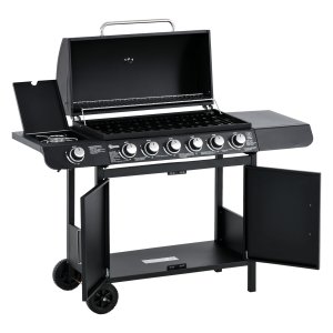 Gasbarbecue - 6 branders - zijbrander - zwart