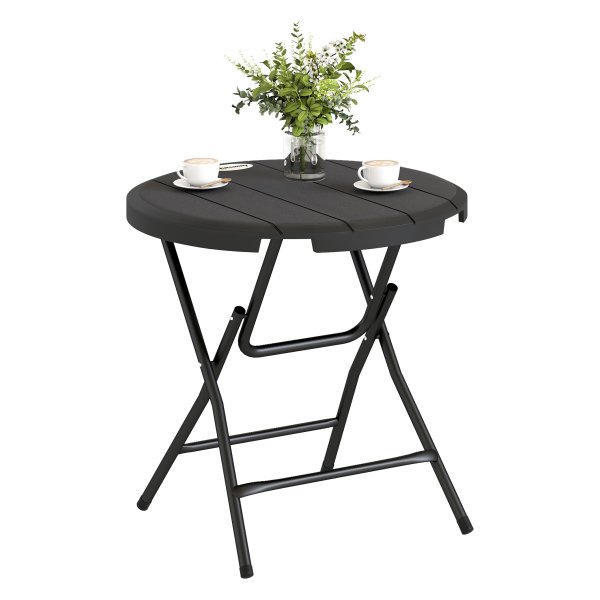 Balkontafel - Decoratieve Houtlook - Inklapbaar - Donkergrijs