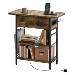 Nachtkastje - Ruim opbergruimte - USB-aansluitingen - Bruin